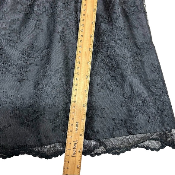 BCBGMaxAzria Vintage Dress Women Size 12 Black Lace Chemise Y2K Whimsigoth Fairy - Picture 9 of 12